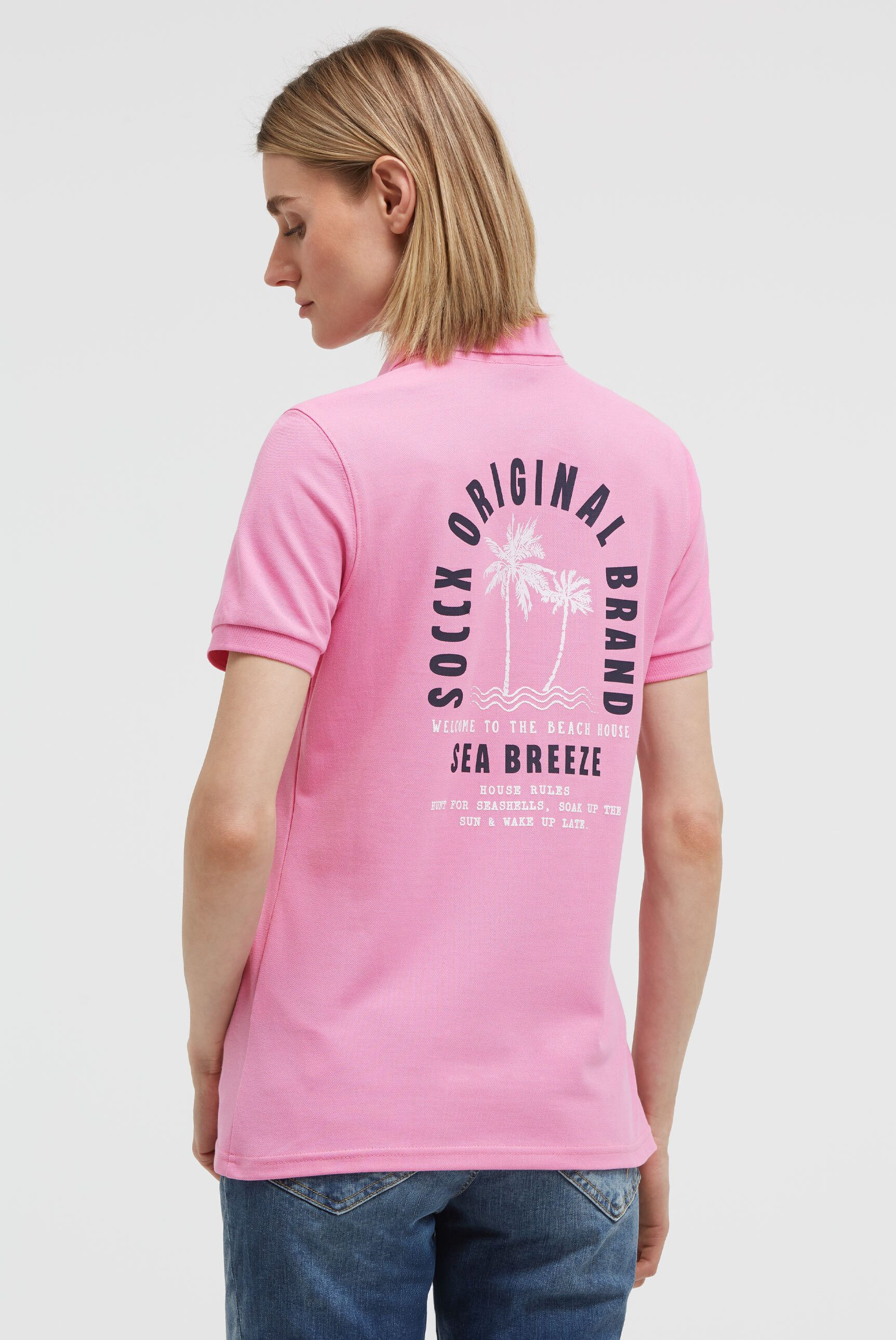 SOCCX Poloshirt mit Puff-Print