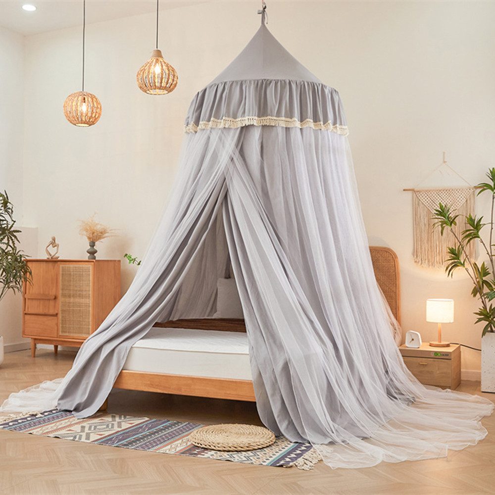 BTTO Betthimmel Runde Doppelbett Betthimmel Baldachin Kinderzimmer Betthimmel Babybett, Saumlänge ca. 270cm Moskitonetz Insektenschutz,Aufbewahrungstasche