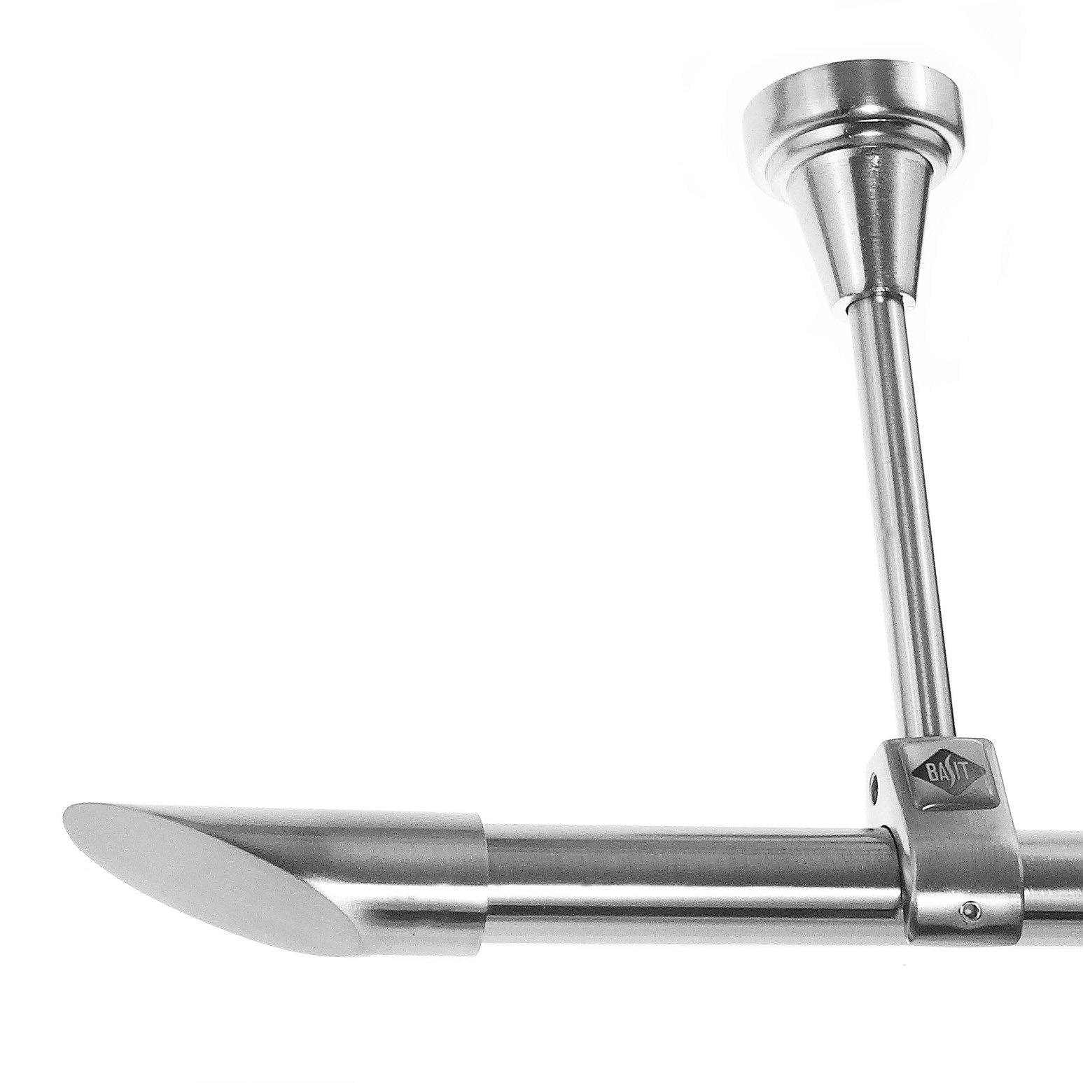 BASIT Gardinenstange Edelstahloptik 20mm mit Deckenträgern 320 cm E32, Ø 20 mm, 1-läufig, verschraubt, Metall, D51R 320 cm E32 Schräge