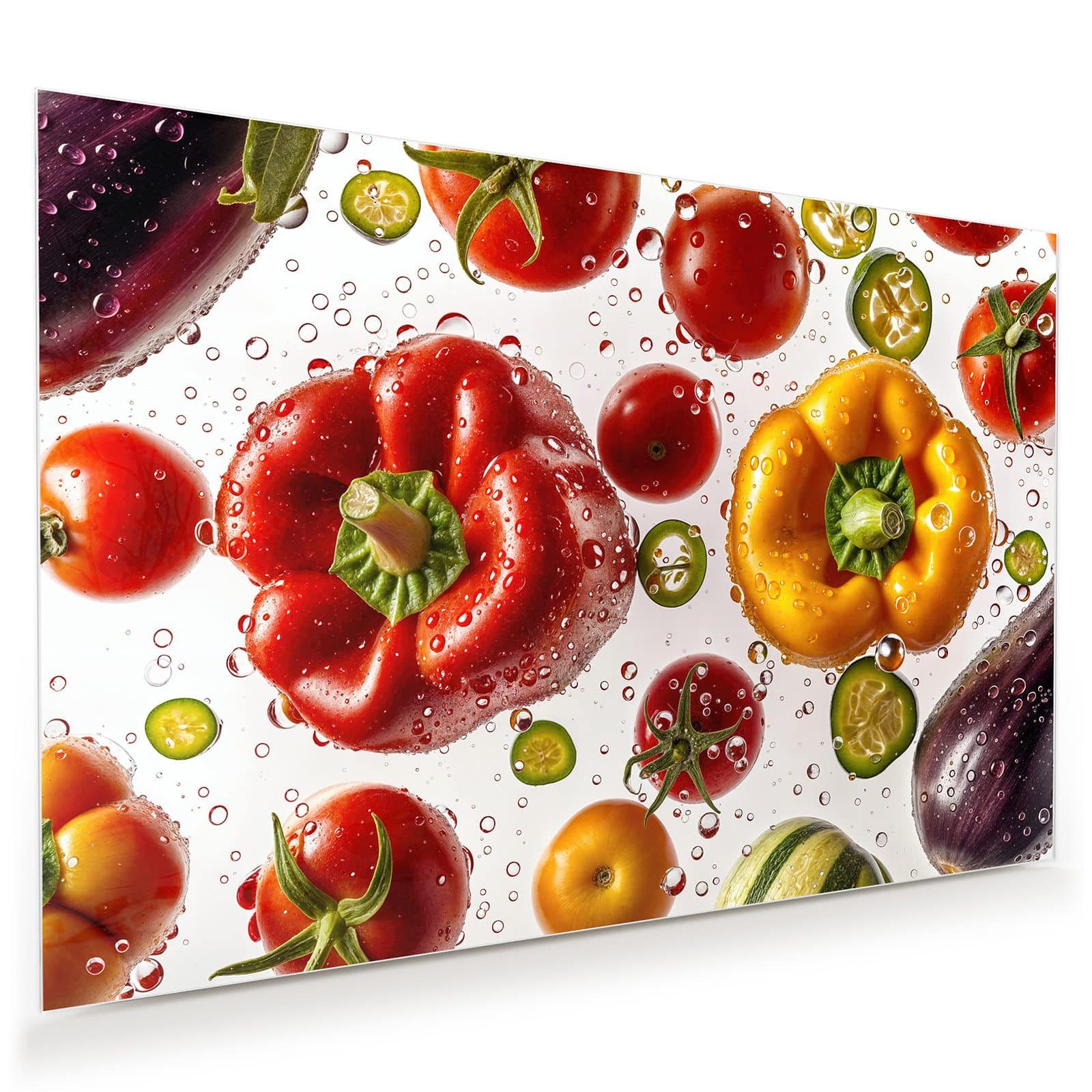 Glasbild Wandbild Frisches Gemüsebunt mit Aufhängung