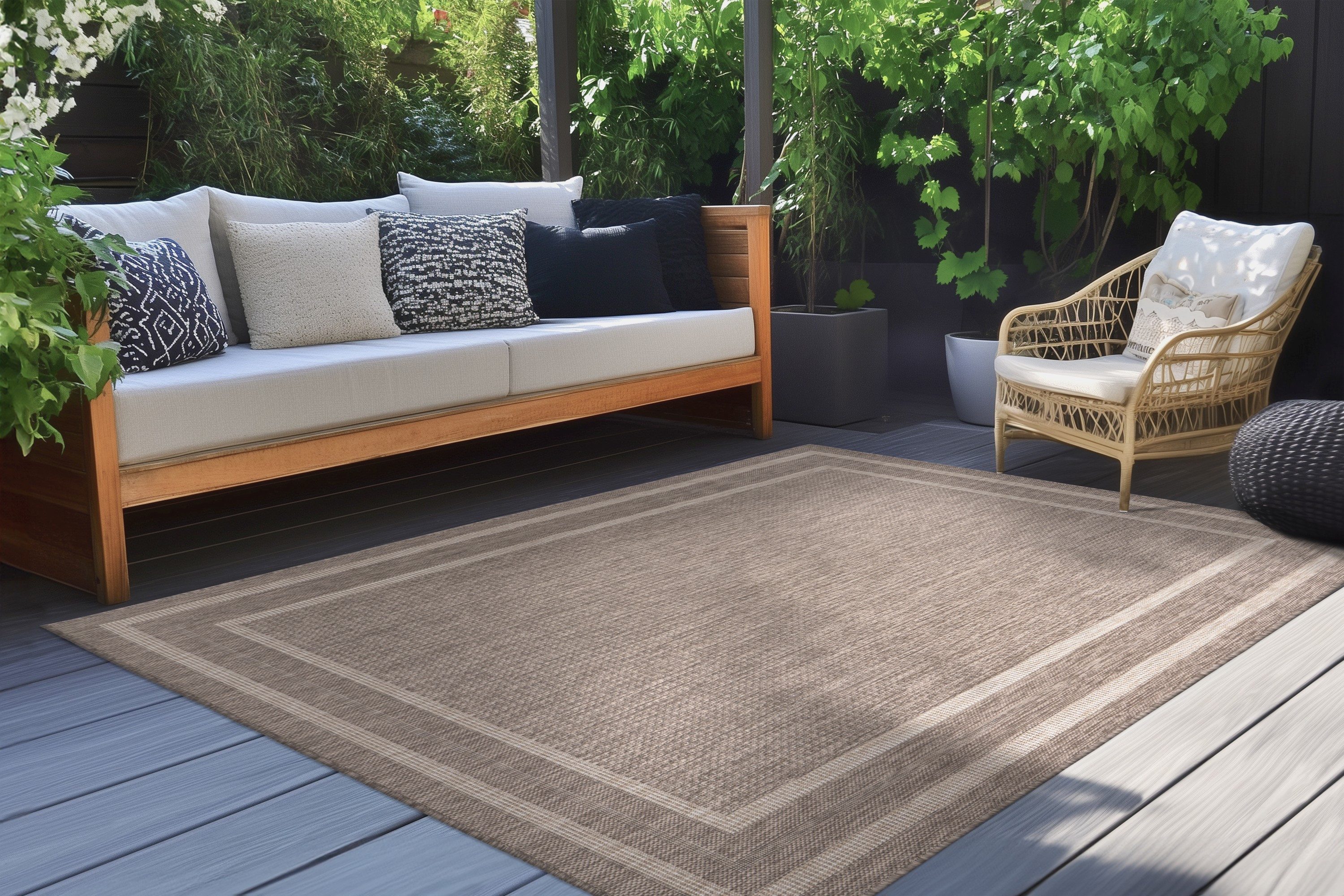 Kayoom Teppich Nibru 325, rechteckig, Höhe: 5 mm, Flachgewebe, In- und Outdoor geeignet, schnell trocknend