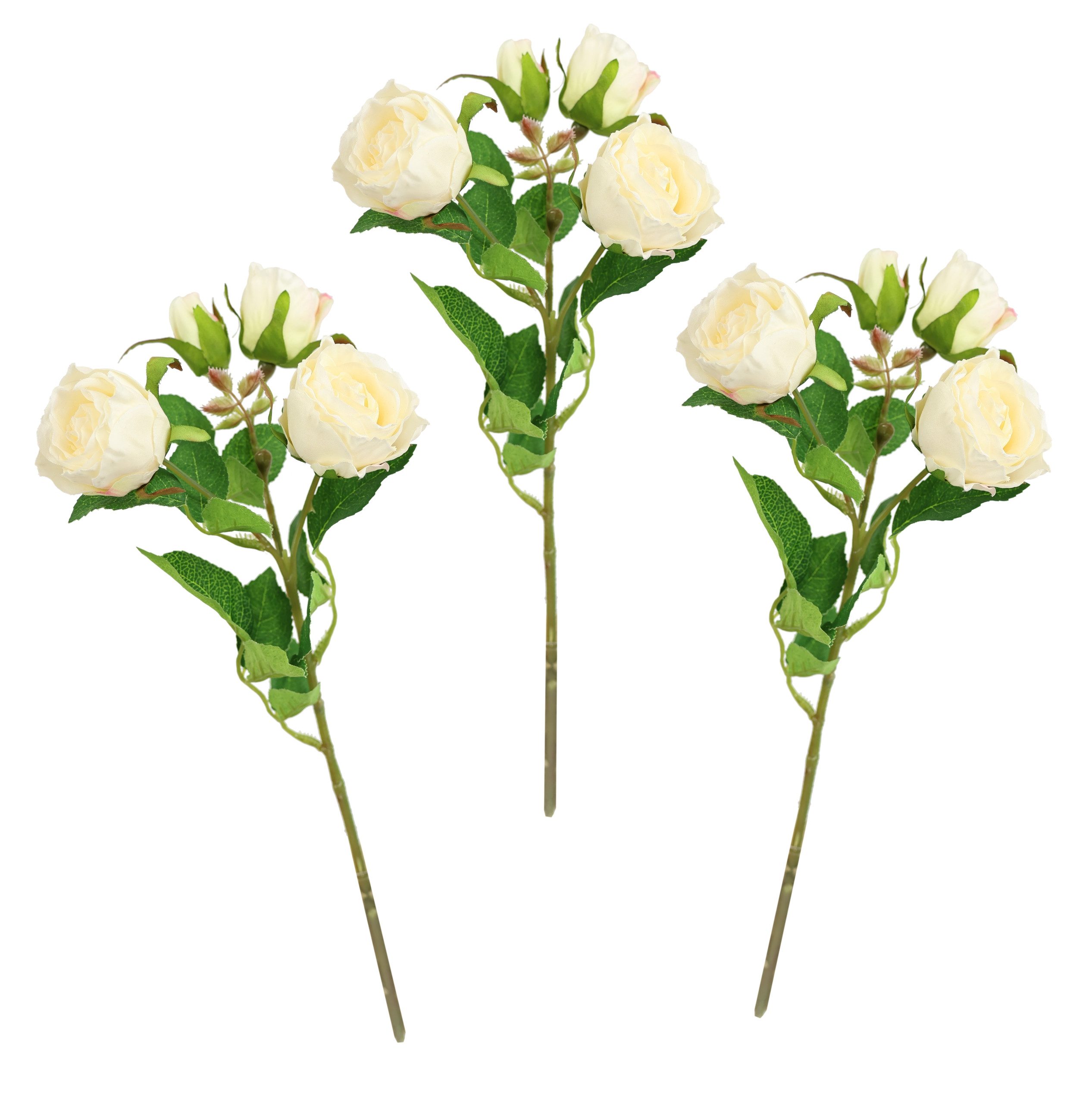 Kunstblume Künstlicher Rosenzweig, I.GE.A., Höhe 39 cm, 3er Set Rose Kunstrosen Dekoblume künstlich Hochzeit Tischdeko Büro