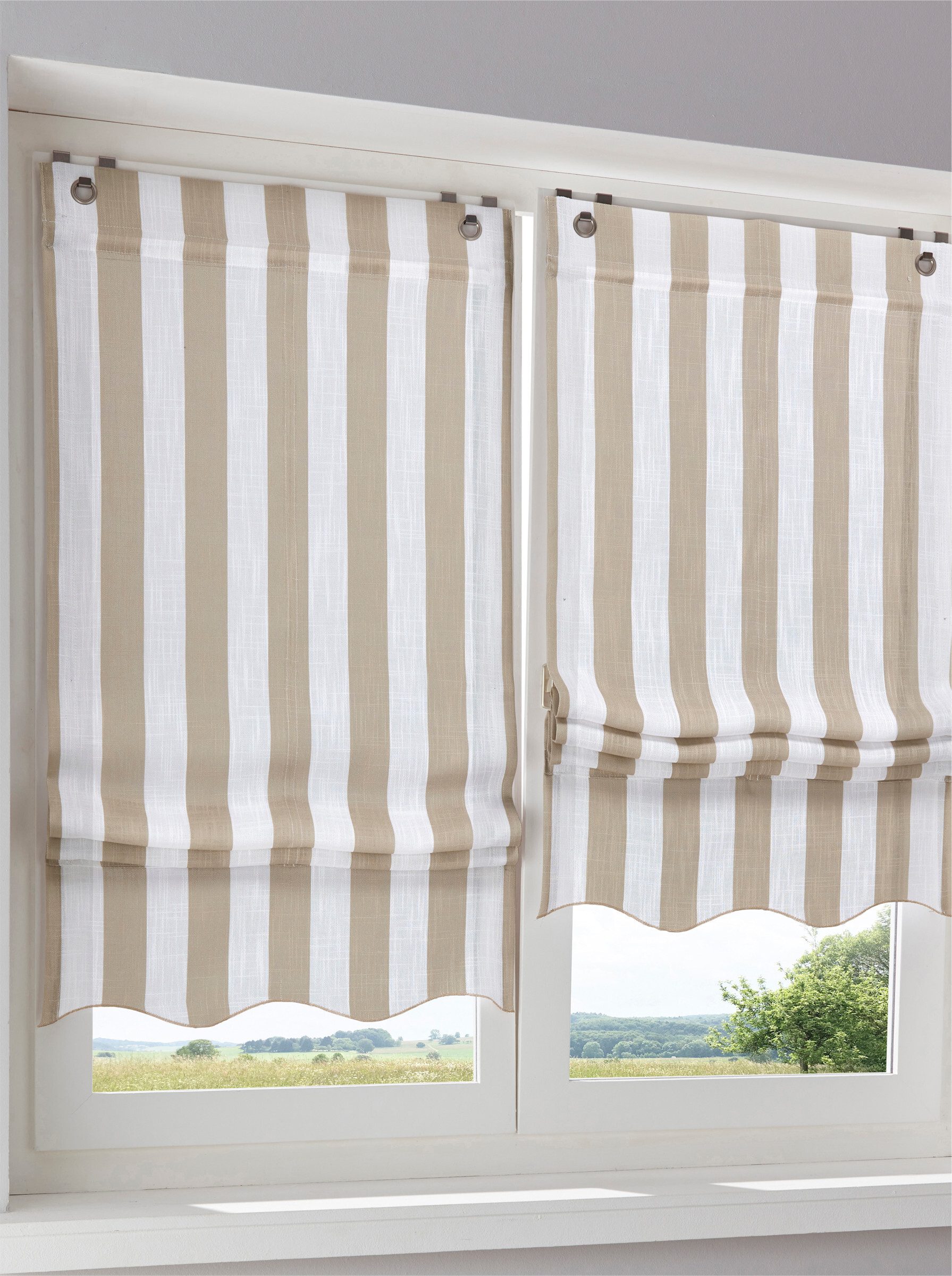 Rollo Raffrollo, heine, halbtransparent, Ösen mit günstig online kaufen