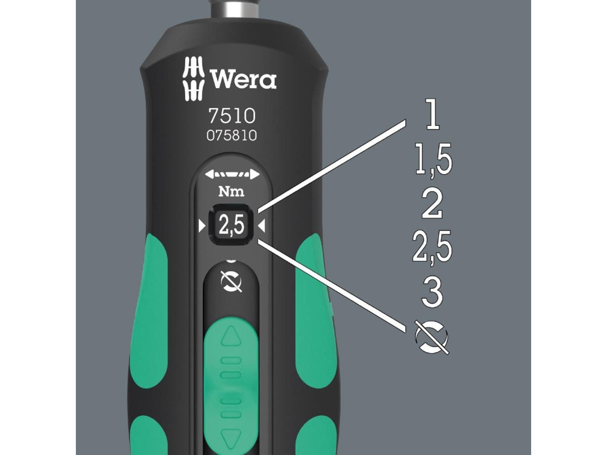 Wera Schraubendreher Wera 7510 Kraftform Safe-Torque Speed, Für Bits mit 1/4"-Außensechskantantrieb, Torque Lock Funktion