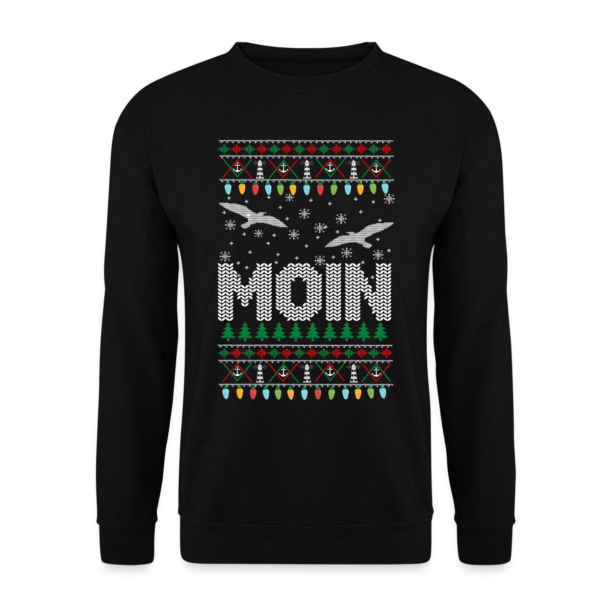 Spreadshirt Sweatshirt Moin Ugly Christmas Sweater Weihnachten Möwen Unisex günstig online kaufen