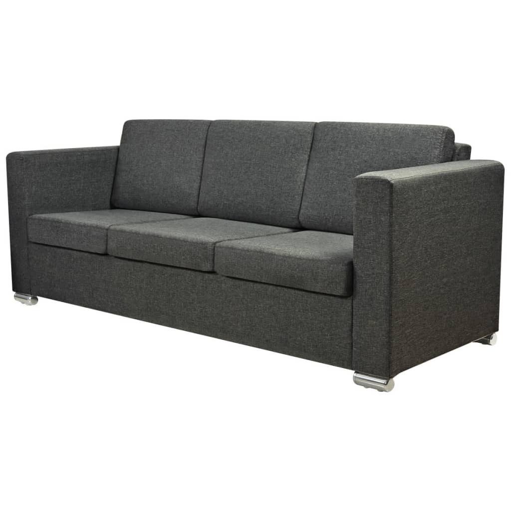 vidaXL Sofa, 3-Sitzer Sofa Stoff Dunkelgrau