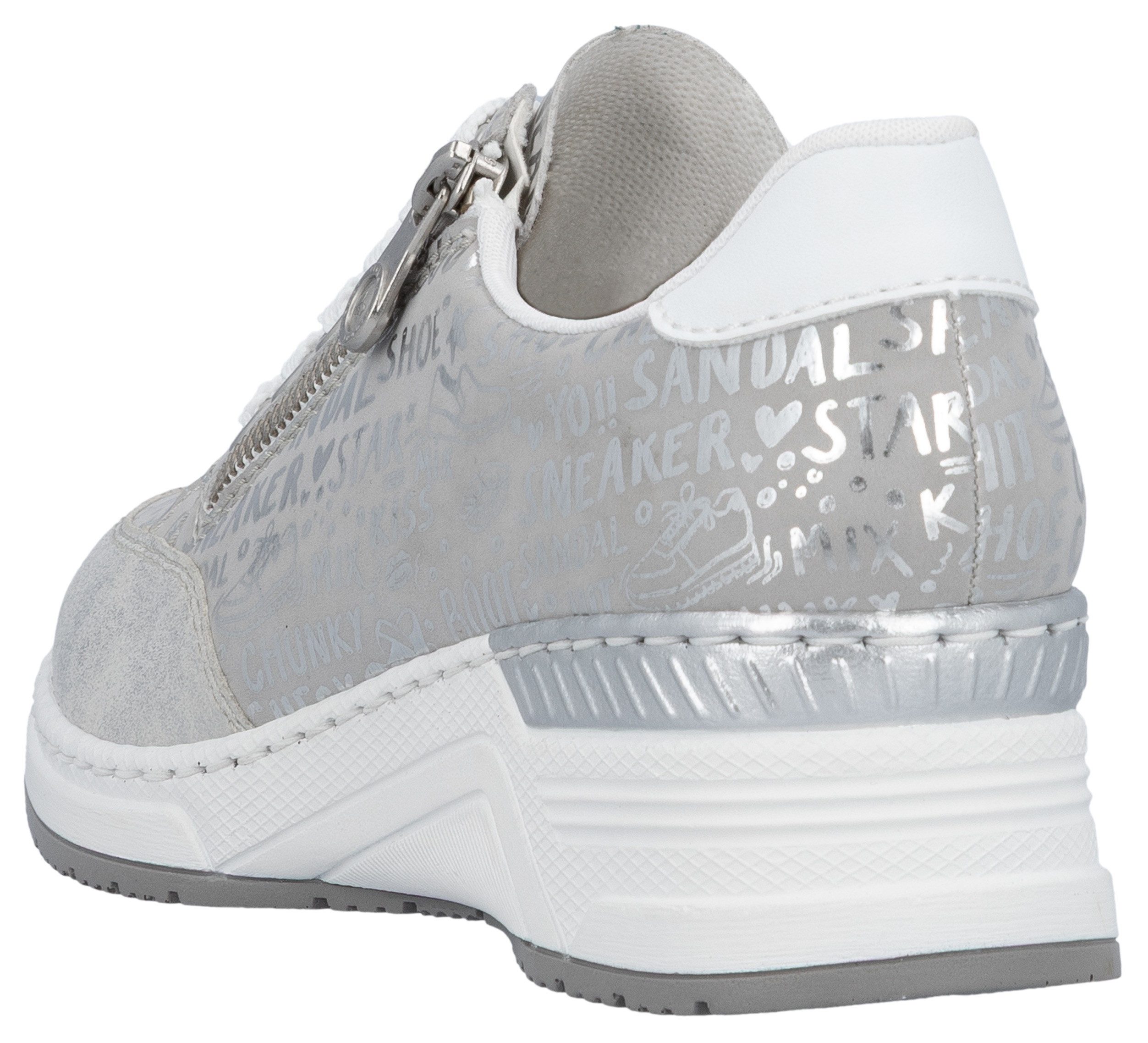 Rieker Sneaker mit Lettern bedruckt, Freizeitschuh, Halbschuh, Schnürschuh
