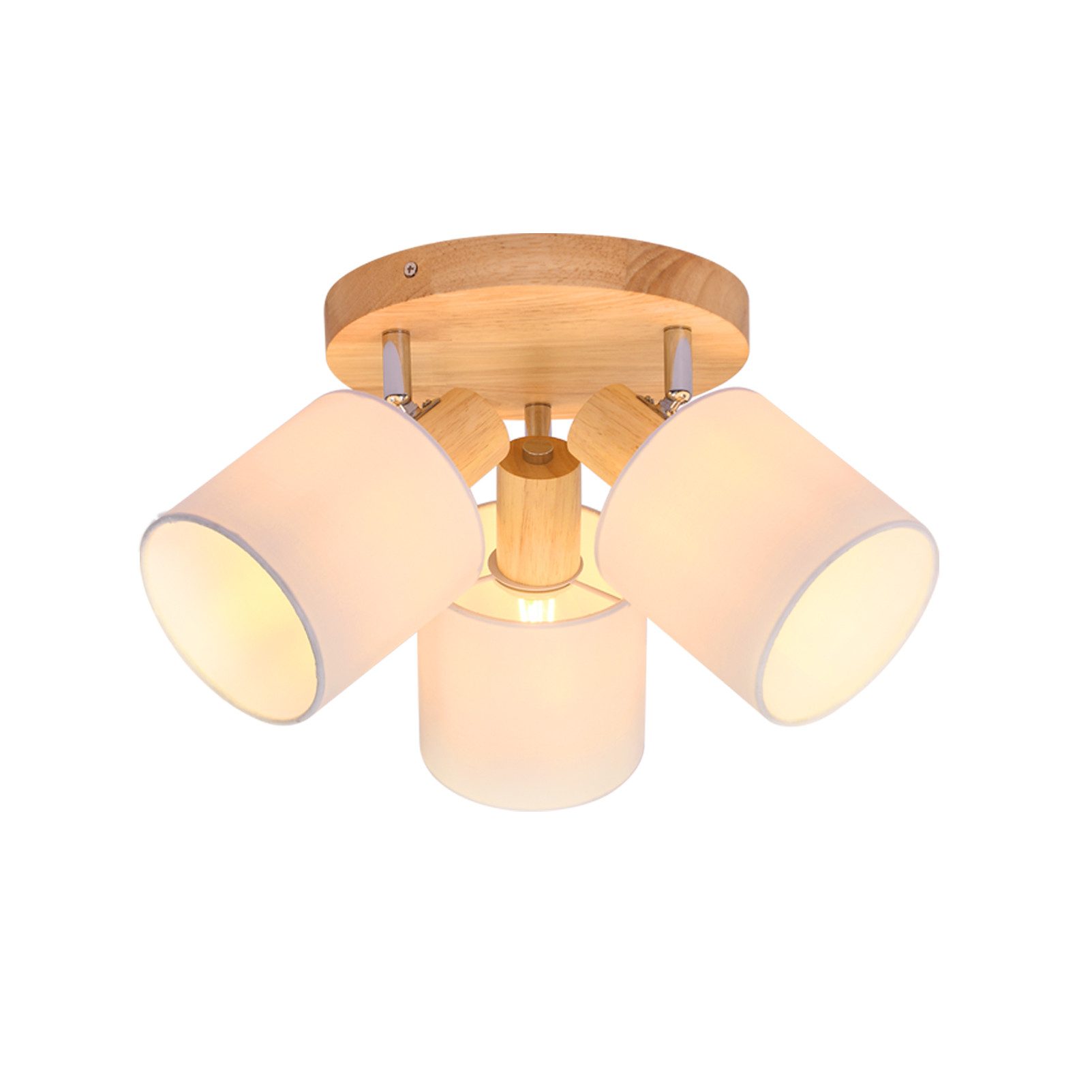 Nettlife Deckenstrahler 3 Flammig Rund Holz Strahler Deckenleuchte E14 Sche günstig online kaufen