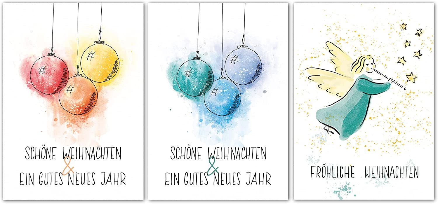 "Weihnachten", Postkarten-Set Karten A6 Weihnachtsgrußkarten Weihnachtskarte Set, Frohe DIN LifeDesign Weihachten