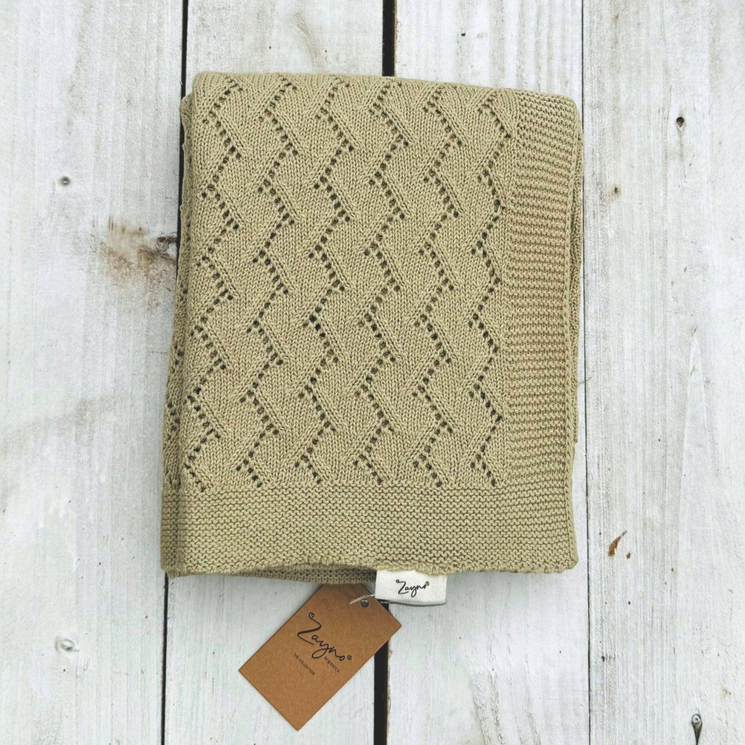 Babydecke 70x90 cm Helle Olive aus 100% Biobaumwolle, Zayno, umweltfreundlich und nachhaltig