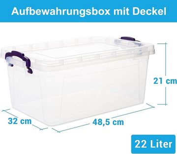 2friends Aufbewahrungsbox 6er Set 22 L Aufbewahrungsbox mit Deckel Transparent, 48,5L x 32B x 21H cm transparent