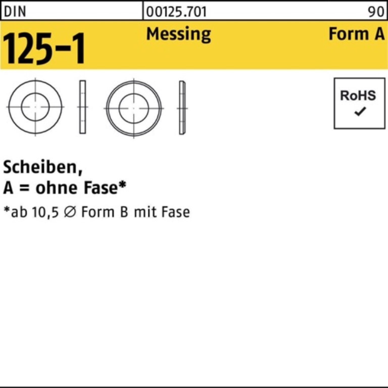 Reyher Unterlegscheibe 1000er Stück A Pack 7x0,5 Messing 1000 125-1 DIN 2,8x Unterlegscheibe