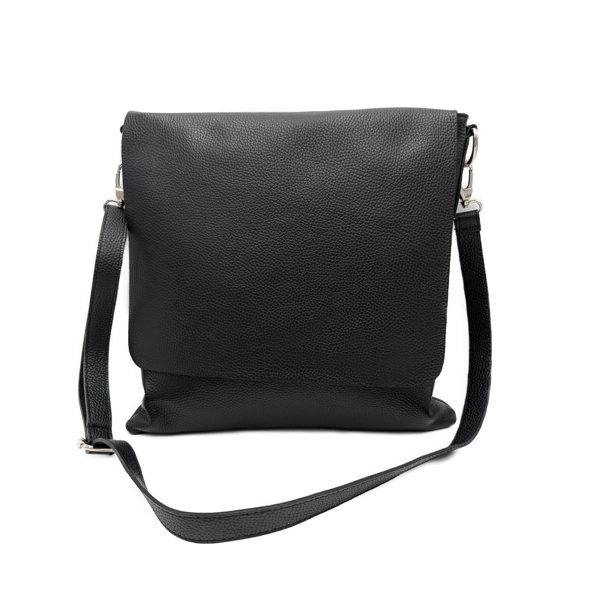 Taschenkinder Umhängetasche Echtleder Crossbody Überschlagtasche, 100% Echtes Leder