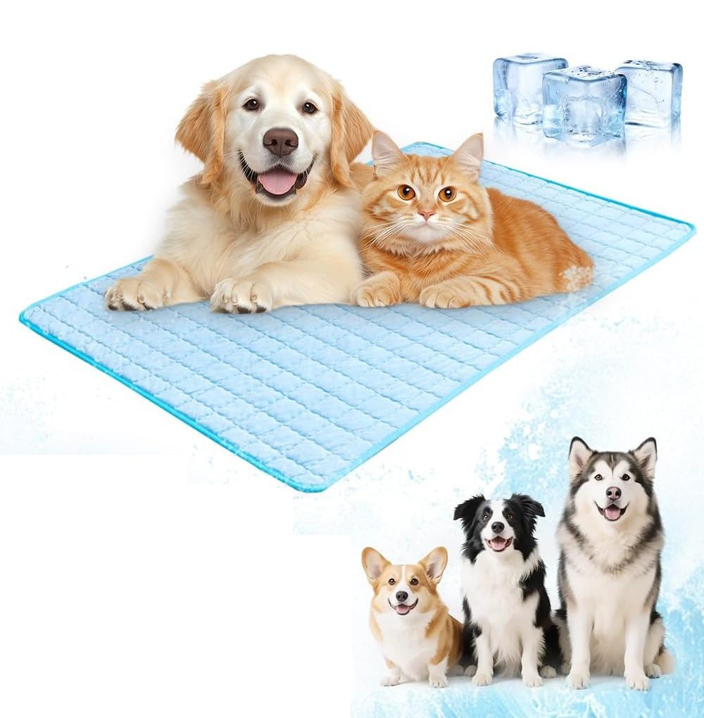 Mrilary Hundematte Kühlmatte für Hunde und Katzen,auslaufsicher, langlebig und waschbar, selbstkühlende Sommermatte, faltbar,geeignet für Käfig, Sofa und Auto