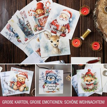 TOBJA Weihnachtskarte Weihnachtskarten XXL mit Umschlag Set, 10x Große Weihnachtskarten Postkarten Geschenkkarten