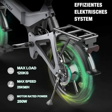 HITWAY E-Bike 16 Zoll, 250W Wartungsfreie bürstenlose Motor, 280 Wh Akku, Elektrofahrrad Klapprad Ebike Elektrofahrräder Faltrad