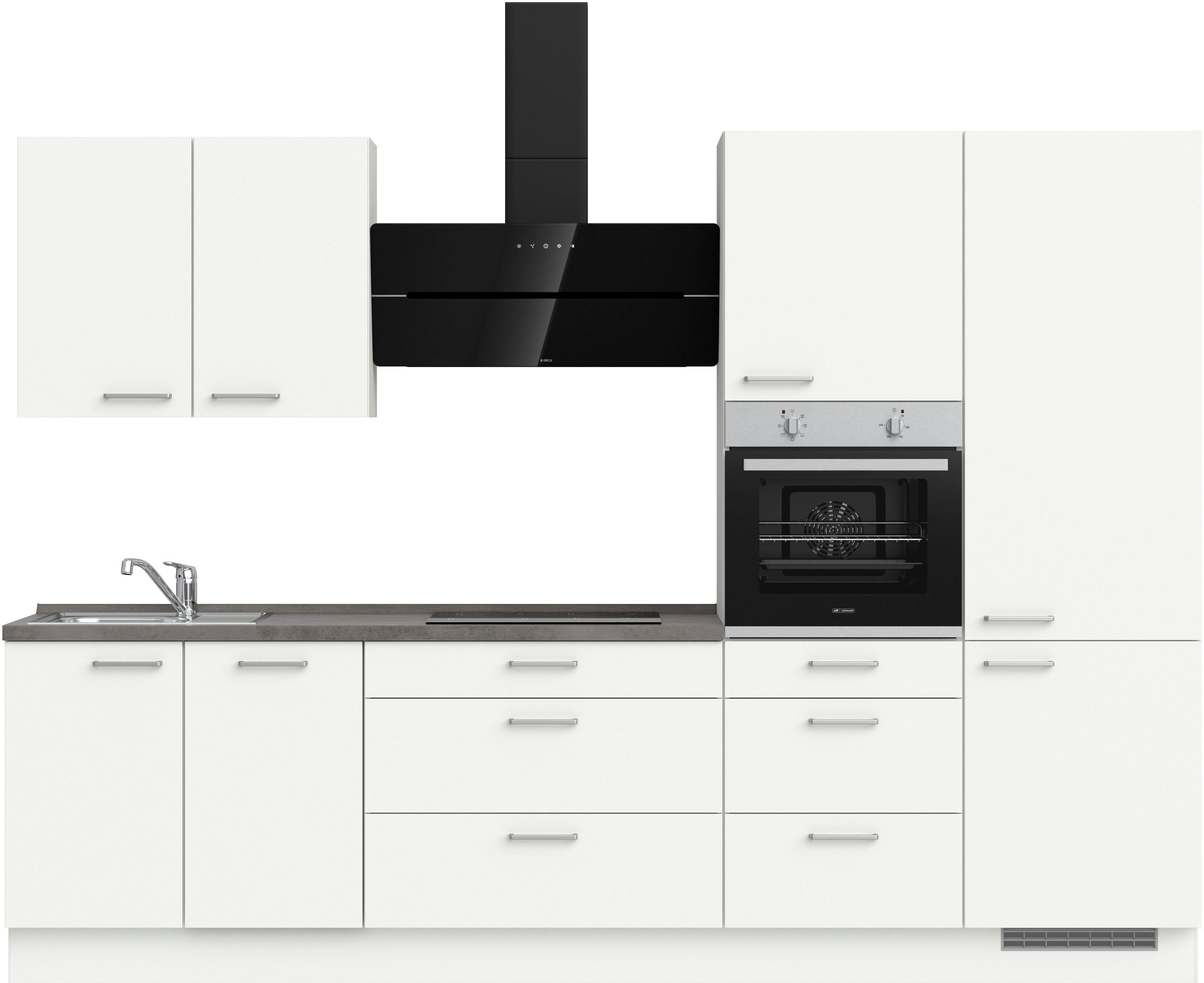 nobilia® elements Küchenzeile "elements premium", vormontiert, Ausrichtung wählbar, Breite 300 cm, mit E-Geräten