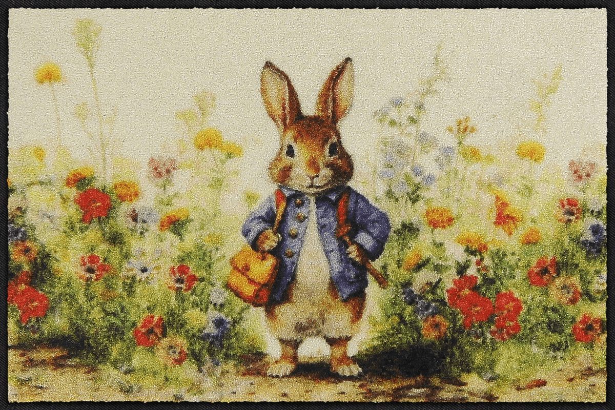 Salonloewe Fußmatte Salonloewe HONEY BUNNY Fußmatte Wohnmatte 50 x 75 cm, Rechteckig, Höhe: 7 mm, In- und Outdoor, waschbar bei 40° Grad und trocknergeeignet