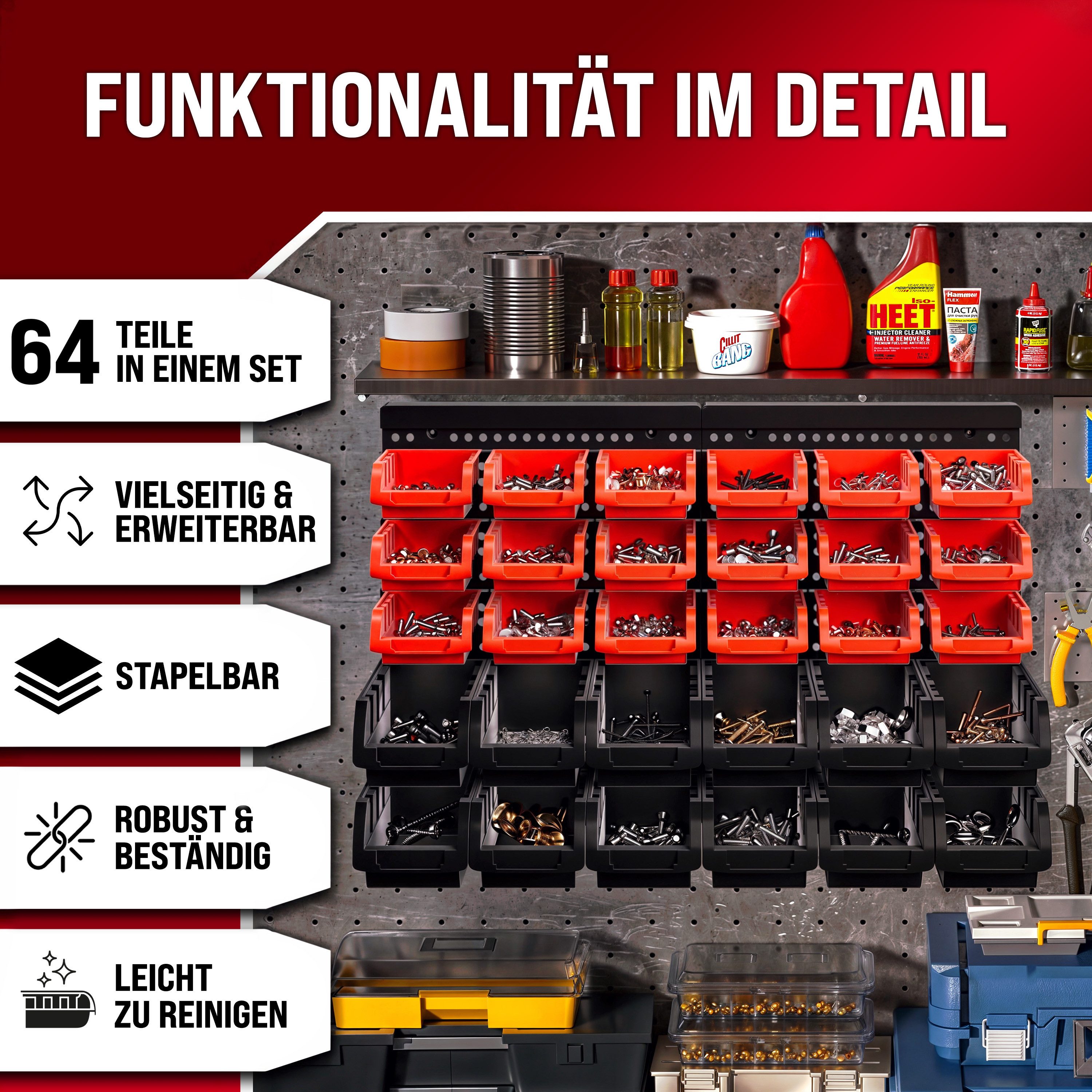 monzana Wandregal, Stapelboxen 64 tlg Box Starke Wandplatten Erweiterbar We günstig online kaufen