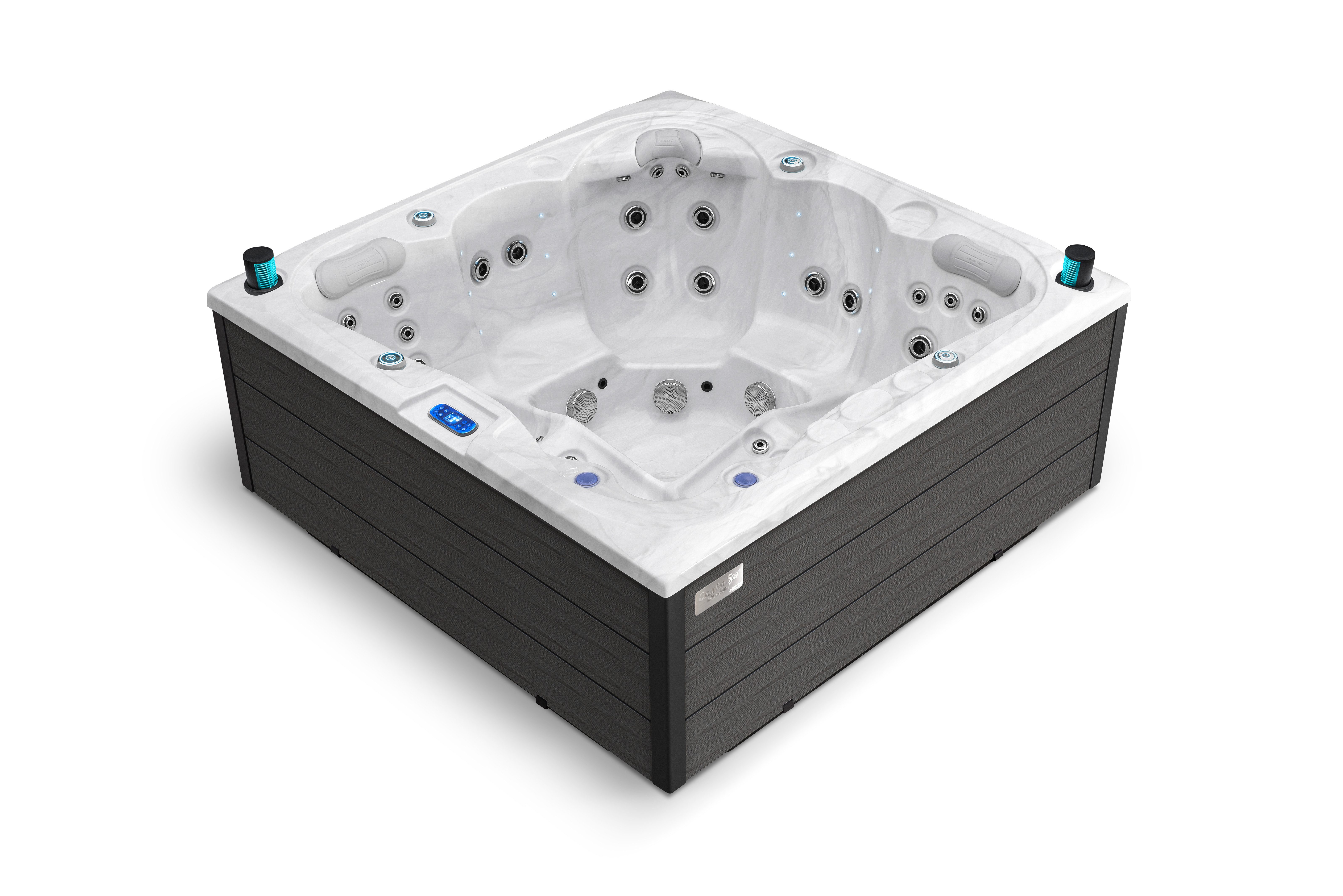 HAF Whirlpool Acryl Whirlpool Emerald oder Montreal in White Marble oder Tuscan Sun, (Hochwertiges Komplett Set, Maße: 216 x 216 x 92cm), Sowohl In & Outdoor nutzbar