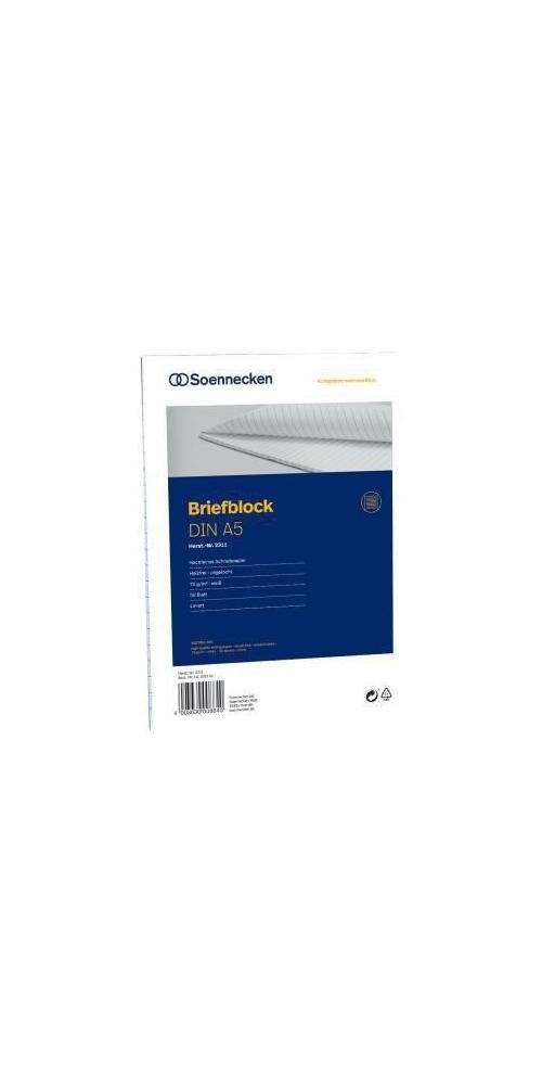 Soennecken Druckerpapier Briefblock DIN A5 liniert 70g/m² weiß 50 Bl.