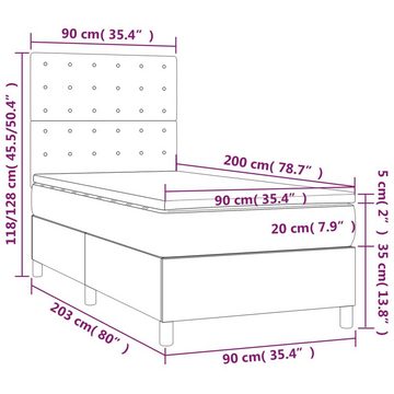 vidaXL Bettgestell Boxspringbett mit Matratze Taupe 90x200 cm Stoff Bett Bettgestell