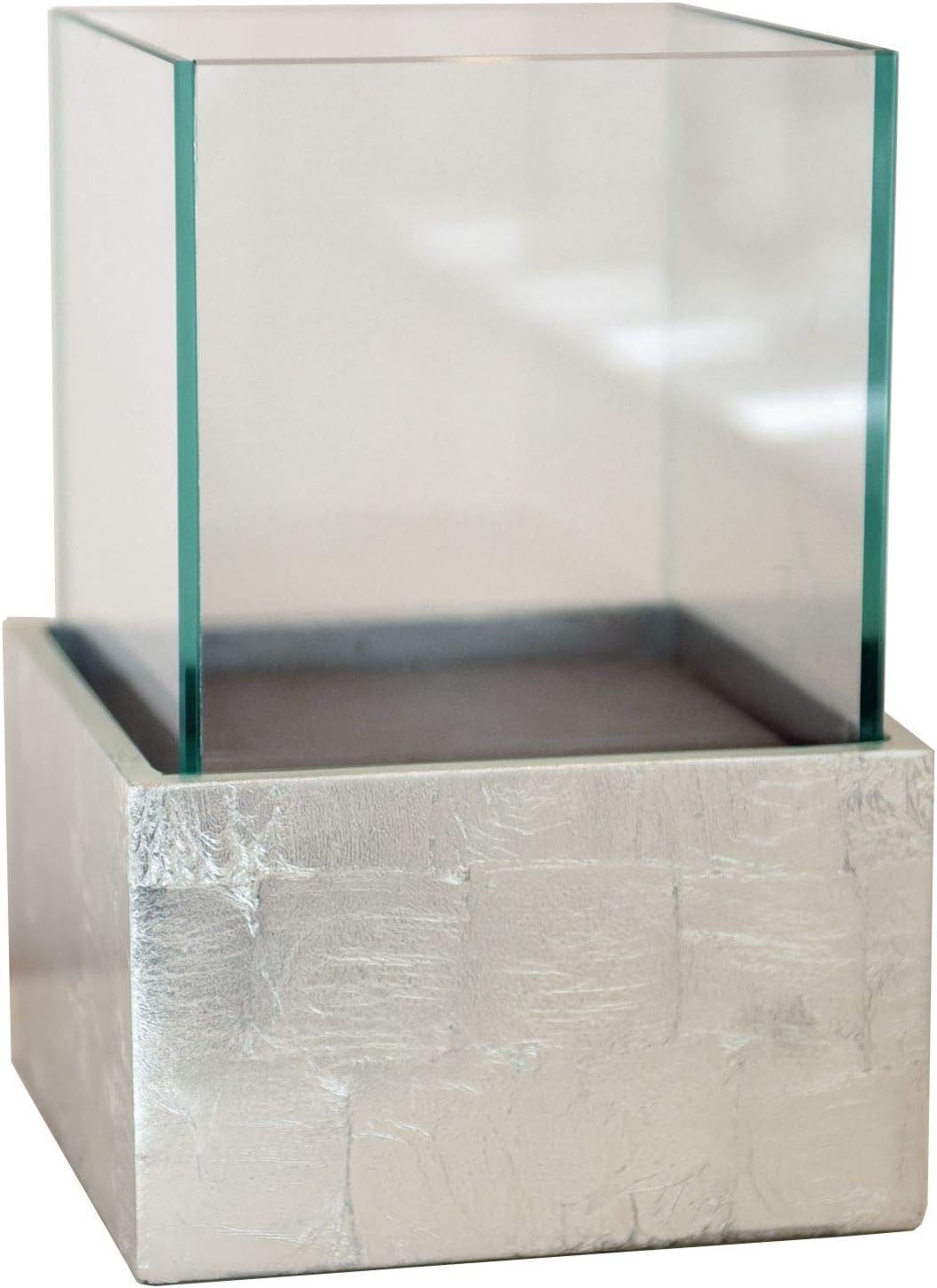 VIVANNO Windlicht Fiberglas CANDELITA Rechteckig - Blattsilber Blattoptik Hochglanz (1 St), 20x20x29 cm