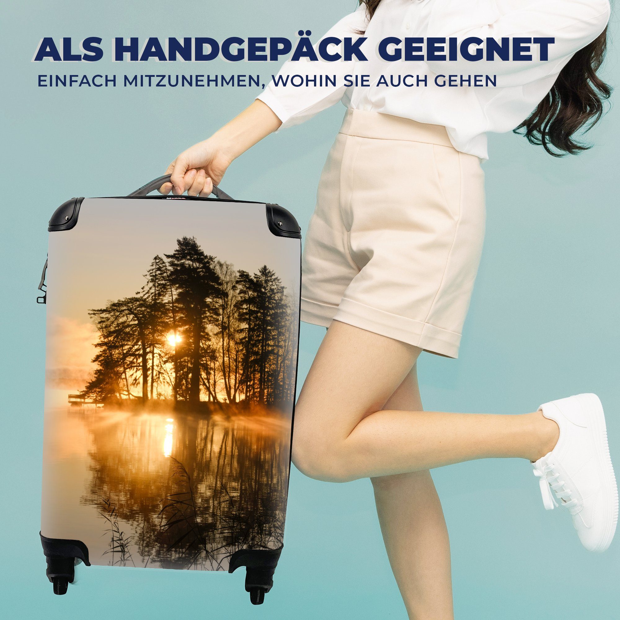 Handgepäckkoffer für 4 - Trolley, Handgepäck Sonne Herbst Reisekoffer mit Wasser, Rollen, MuchoWow - Reisetasche Ferien, rollen,