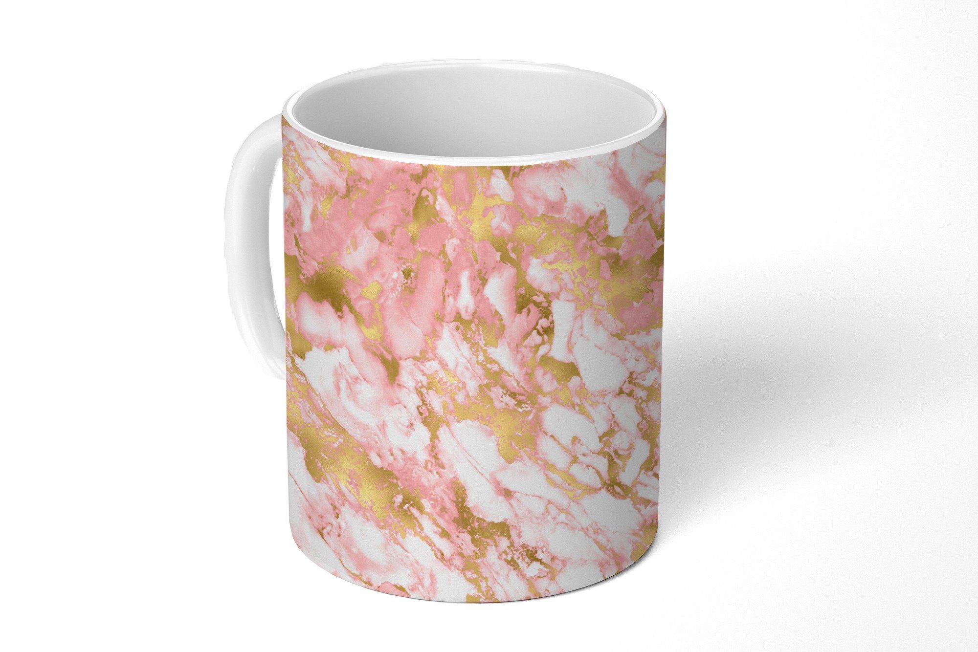 MuchoWow Tasse Marmor - Rosa - Gold - Muster, Keramik, Kaffeetassen, Teetasse, Becher, Teetasse, Geschenk