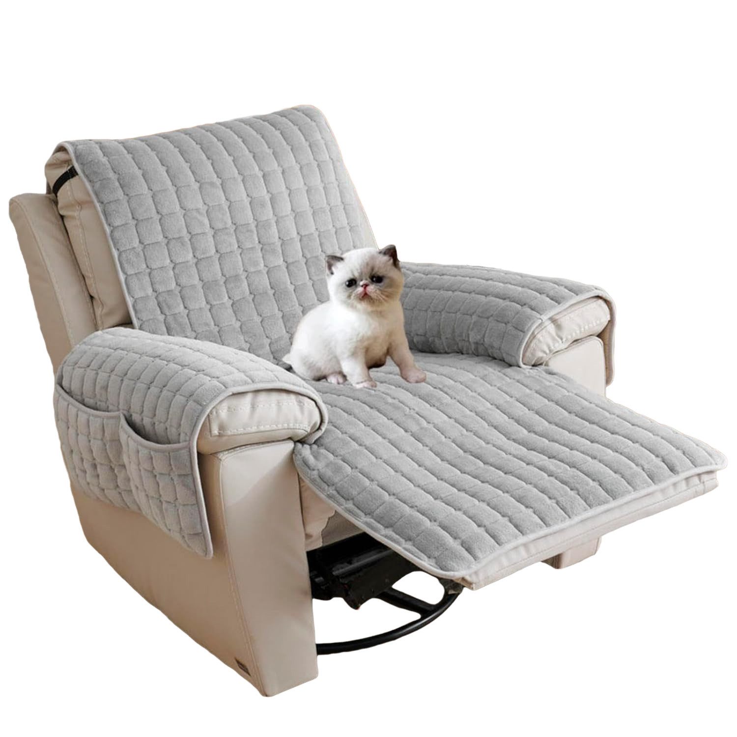 Agger Sesselschoner Sofa Armlehnenbezüge Fernsehsessel Schutzbezug Anti-Rutsch, Sesselauflage mit Taschen