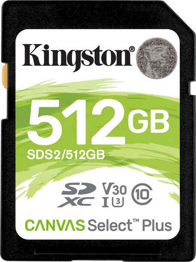 Kingston Canvas Select Plus SD 512GB Speicherkarte (512 GB, UHS-I Class 10, 100 MB/s Lesegeschwindigkeit)