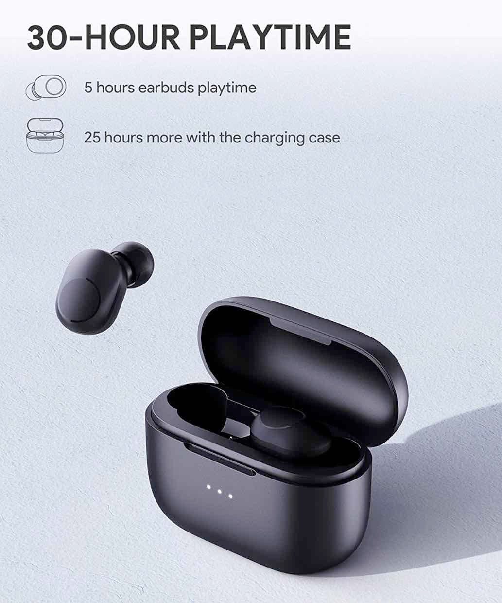 AUKEY Earbuds: Wireless In-Ear-Kopfhörer mit USB-C & Bluetooth, 30h Akku Bluetooth-Kopfhörer (Bleutooth, Bixby, Google Assistant, Siri, Alexa, Cortana, Bluetooth, Kabellos, IPX5 Wasserbeständigkeit, Wierless Charging, USB-C)