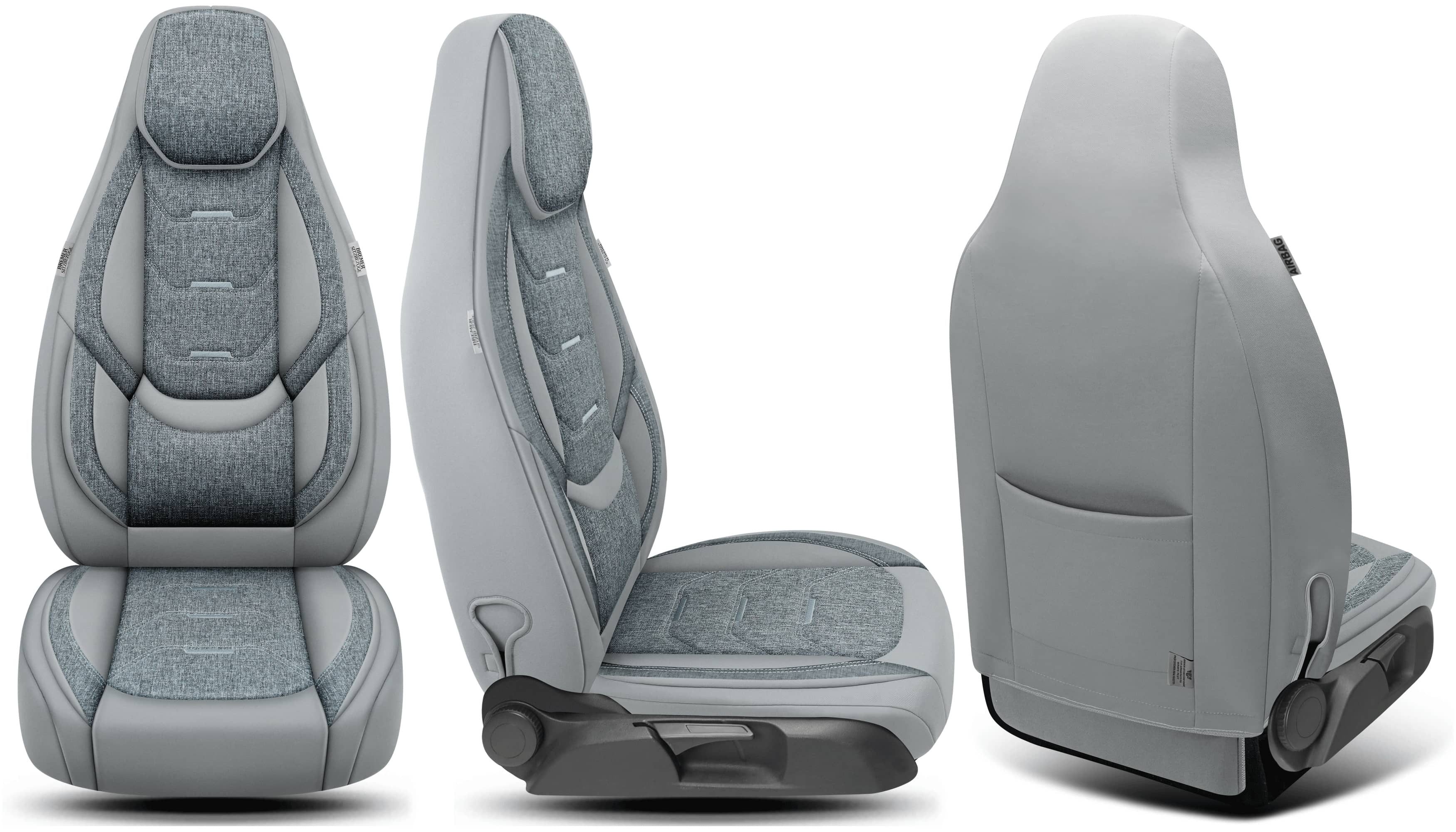 BREMER SITZBEZÜGE Autositzbezug für Seat Toledo 2 1M Bj 1999-04 (H8), Set, Schonbezüge Sitzbezüge Fahrer und Beifahrer, in Grau