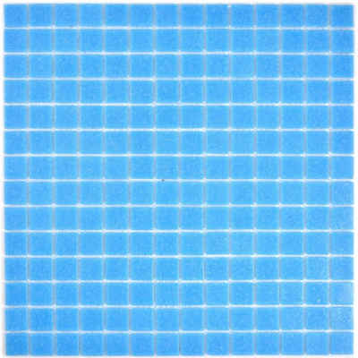 Mosani Bodenfliese Handmuster Mosaikfliese Glas blau Wandfliesen Badfliese