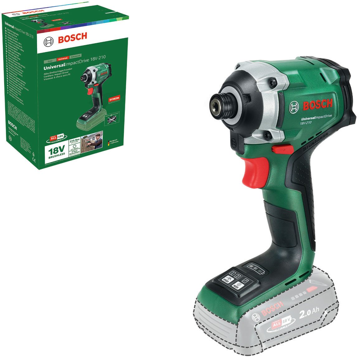 Bosch Home & Garden Akku-Drehschlagschrauber UniversalImpactDrive 18V-210 solo, 210 Nm, ohne Akku und Ladegerät