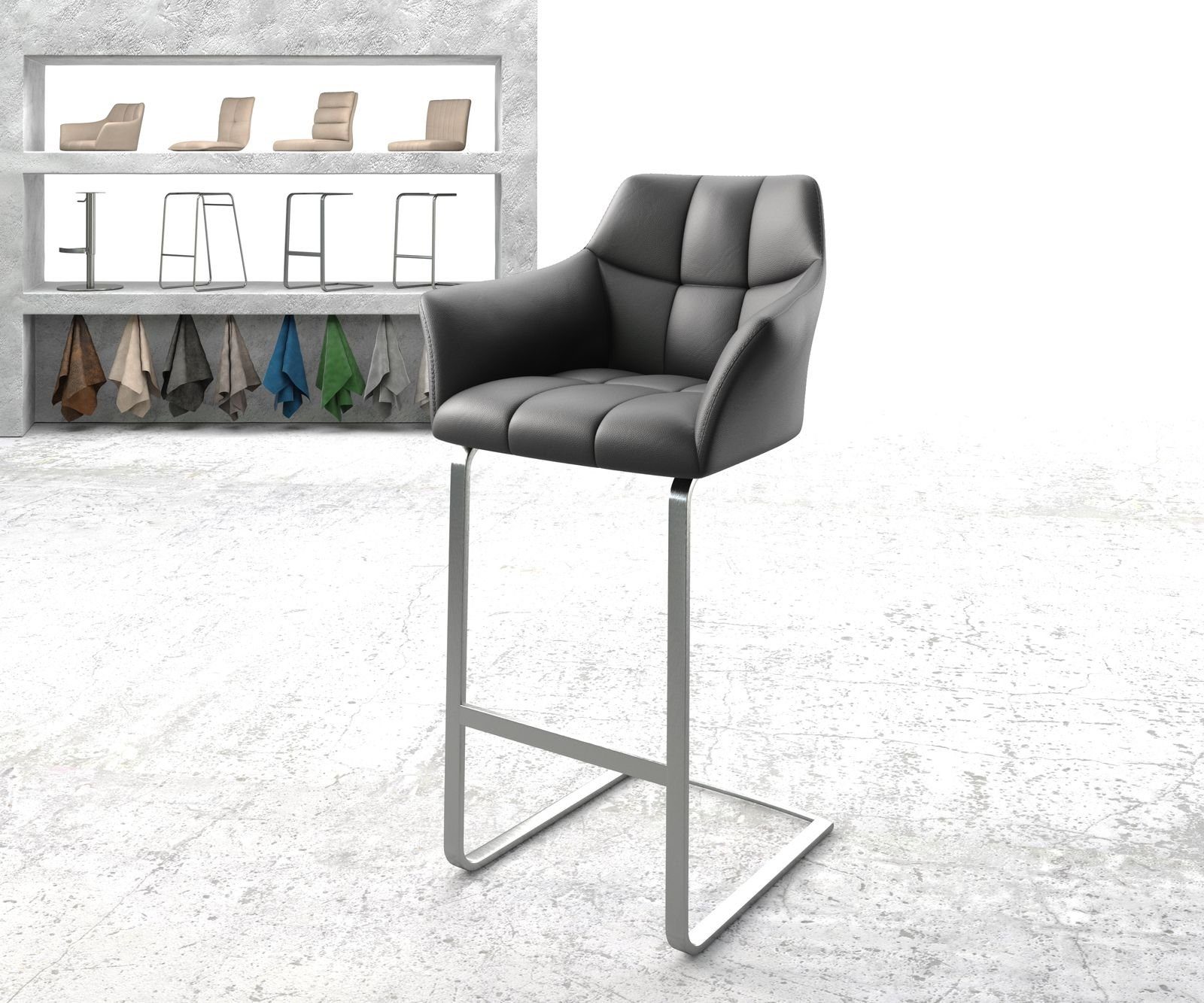 DELIFE Barhocker Yulo-Flex, Freischwinger flach Edelstahl günstig online kaufen