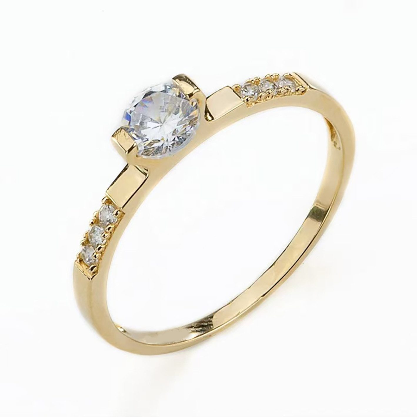 Diamantring Damenring aus 14K Gelbgold,0,4ct, D/E, VVS/VS, Diamantring