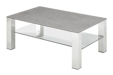 MCA furniture Couchtisch Puno (Wohnzimmertisch 110 x 70 cm), Edelstahl mit Keramik-Tischplatte