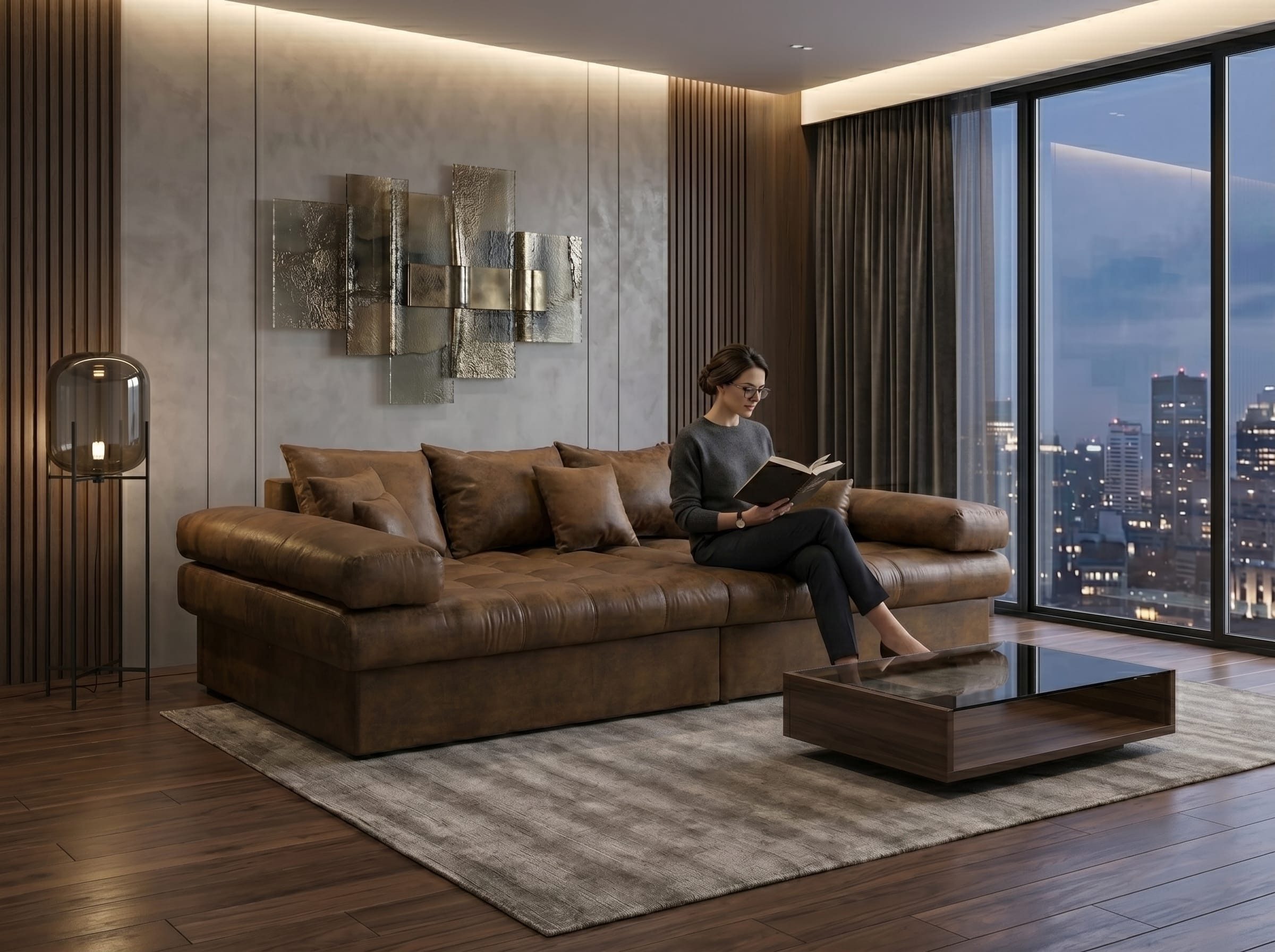 JVmoebel Big-Sofa Großes braunes 5-Sitzer-Sofa Luxuriöses Sofa Sofas für das Wohnzimmer, 1 Teile, Made in Europa
