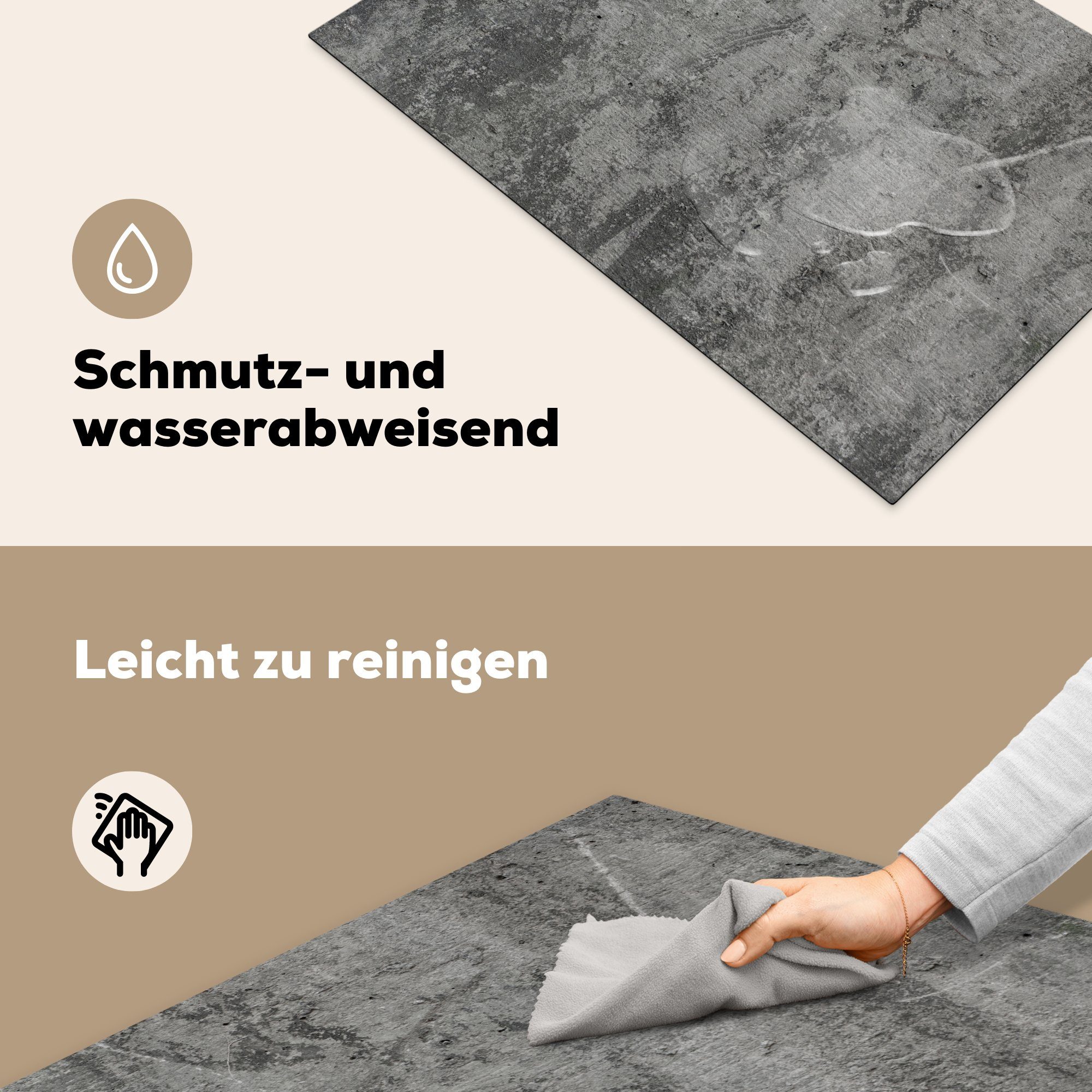 für Schutz MuchoWow Ceranfeldabdeckung Autoreifen, Beton cm, - Induktionskochfeld Vinyl, küche, Herdblende-/Abdeckplatte 81x52 - die (1 tlg), Anlagen