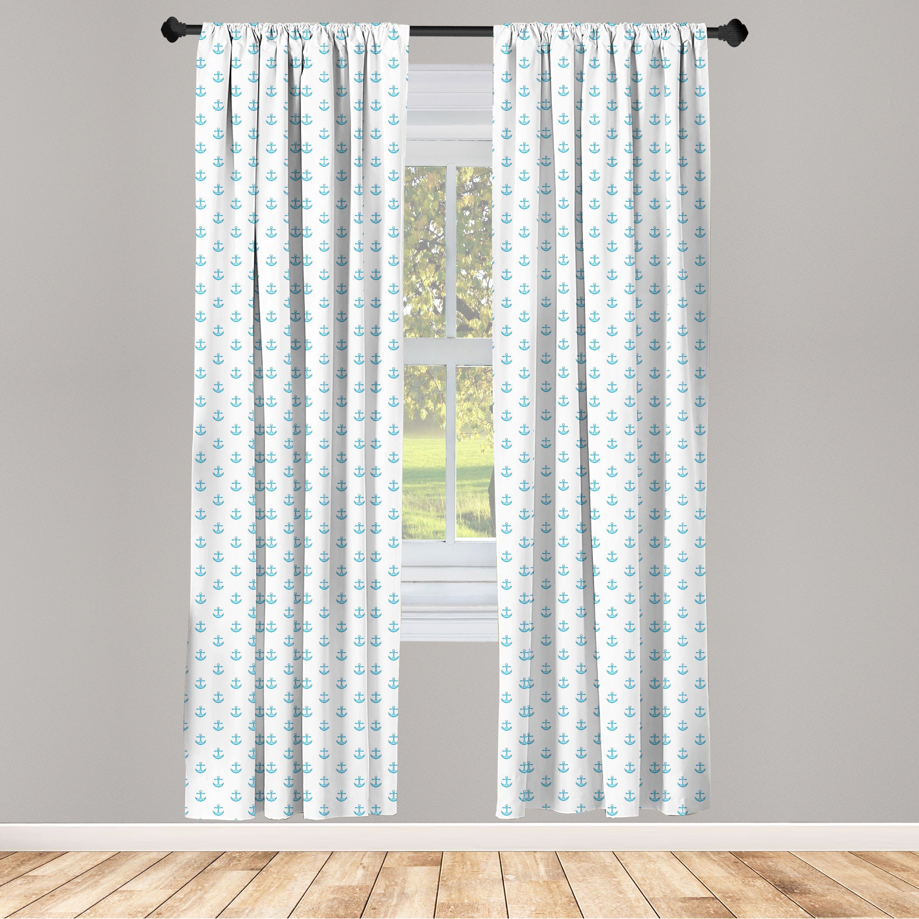 Gardine Vorhang für Wohnzimmer Schlafzimmer Dekor, Abakuhaus, Microfaser, Anker Blau Vivid Muster