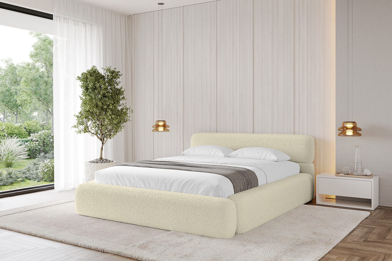 ALTDECOR Polsterbett ENORA-v1 (Polsterbett mit Bettkasten und Lattenrost, Boxbett ohne Matratze), Doppelbett mit Stauraum, Bett mit Kopfteil