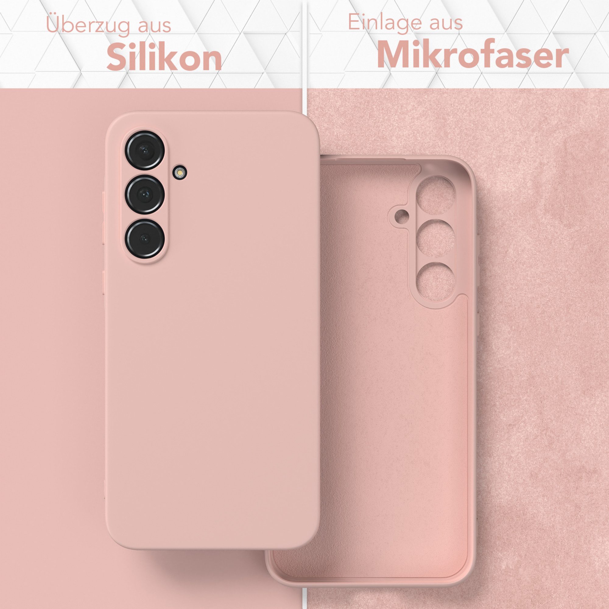 EAZY CASE Handyhülle für Samsung Galaxy A55 Hülle Silikon 6,6 Zoll, Hülle mit Kameraschutz Bumper Case Silikonschutzhülle Rosa / Altrosa – Bild 3 von 5