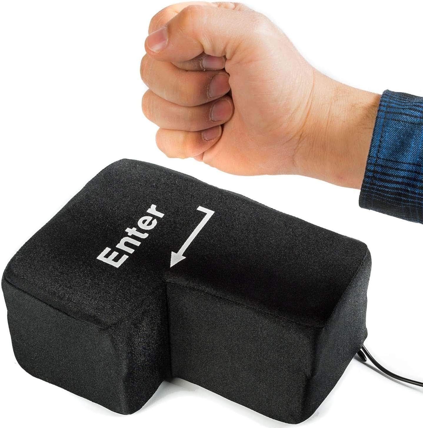 Goods+Gadgets Große Eingabetaste XXL – USB-Tastatur-Eingabetaste, Stressabbau-Gadget USB-Tastatur (Enter-Taste mit Tisch-Kissen)