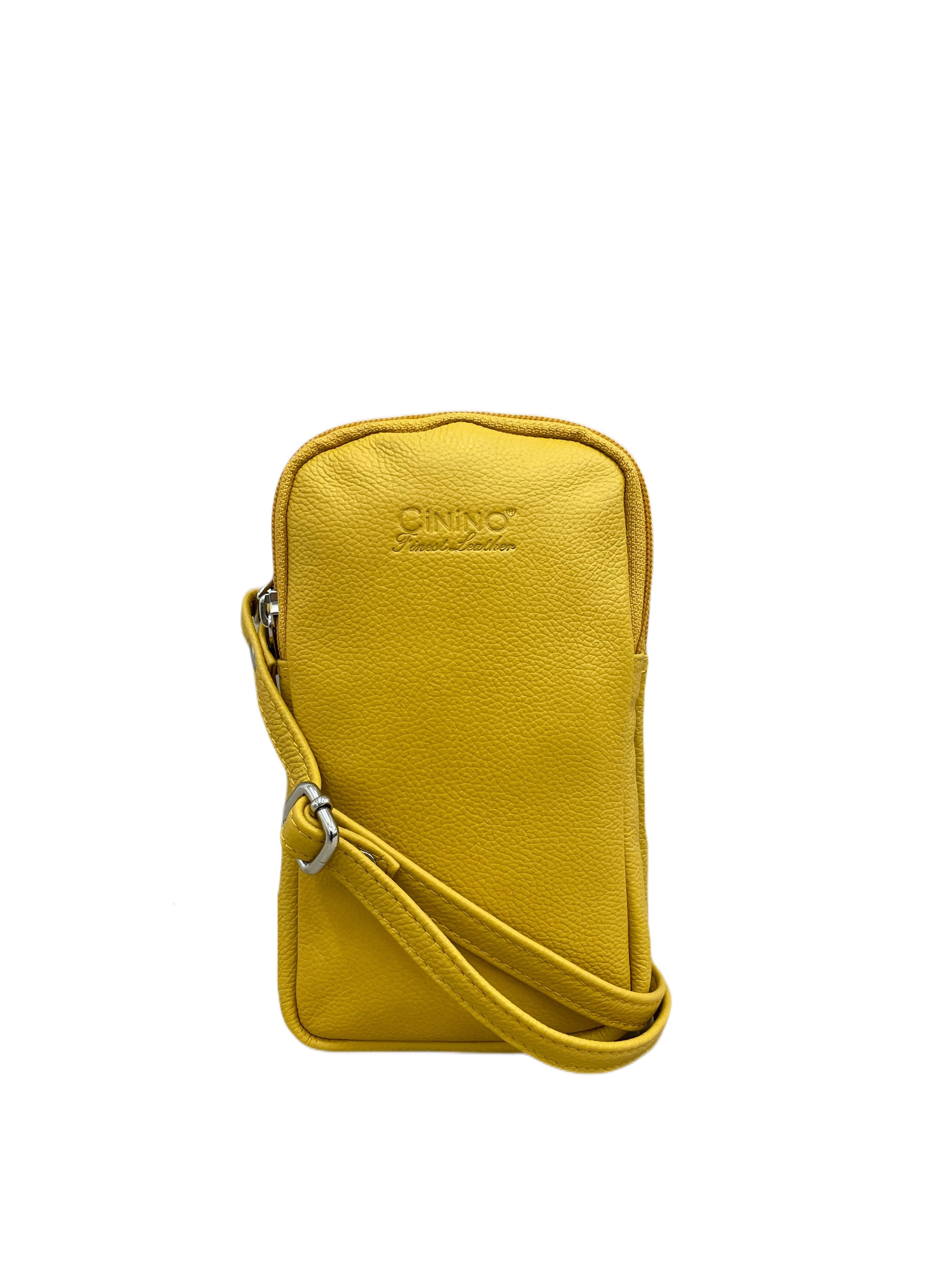 Cinino Handtasche C7013, Handytasche Umhängetasche Ledertasche mit abnehmbaren Lederriemen