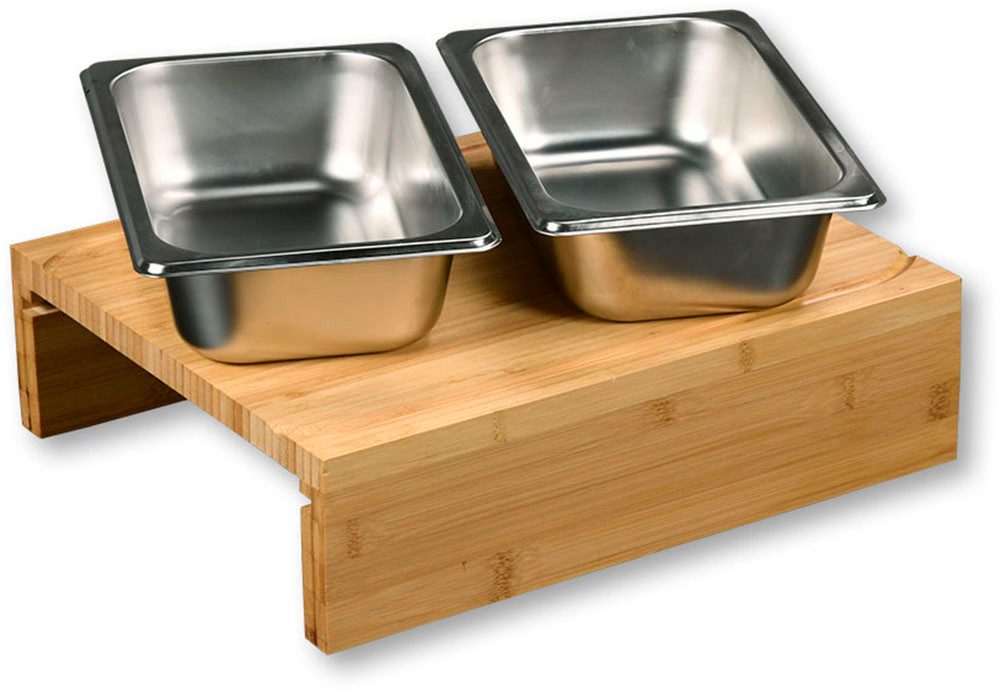 KESPER® Schneidebrett mit 2 herausziehbaren Auffangschalen, Bambus, Edelstahl, (Set, 3-St., 1 Brett + 2 Schalen), Gastro-Norm 1/2 - Maße 32,5 x 26,5 cm