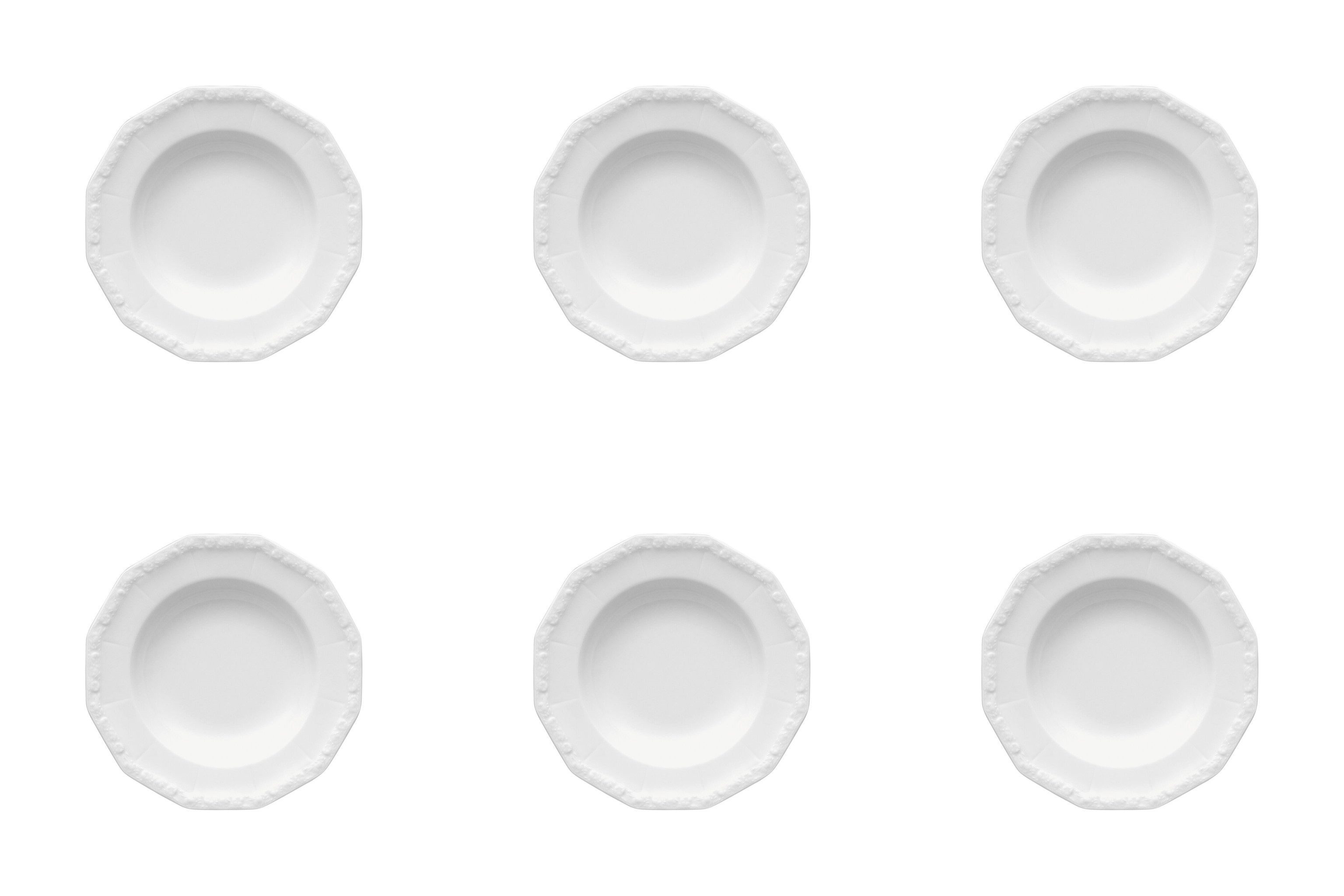 Rosenthal Suppenteller Suppenteller 23 cm - Rosenthal Maria Weiss, Lebensmittelkontaktsicher + Mikrowellengeeignet + Spülmaschinenfest
