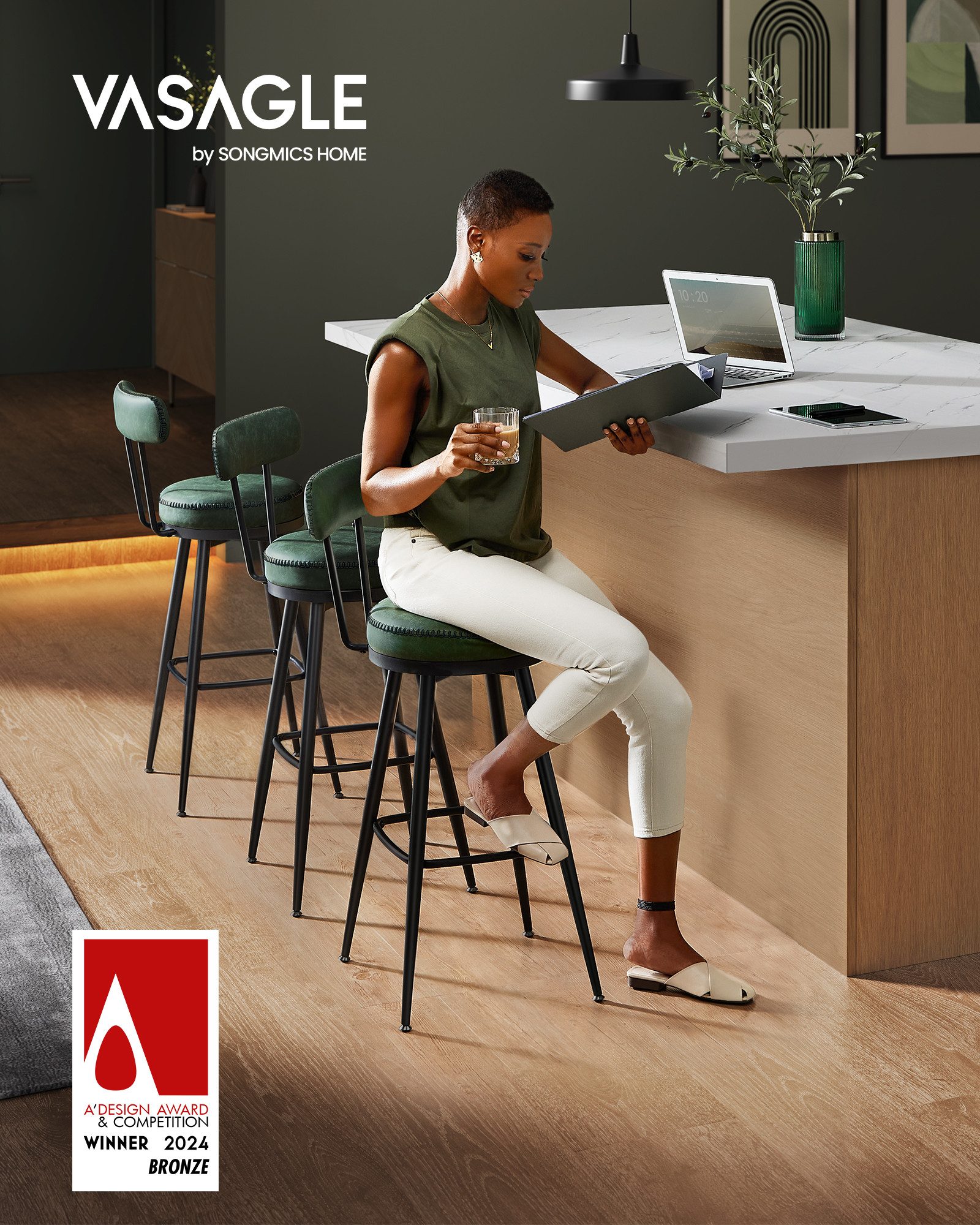 VASAGLE Barhocker (Set, 2er), EKHO Kollektion - 360° drehbarer Barhocker, 2 günstig online kaufen