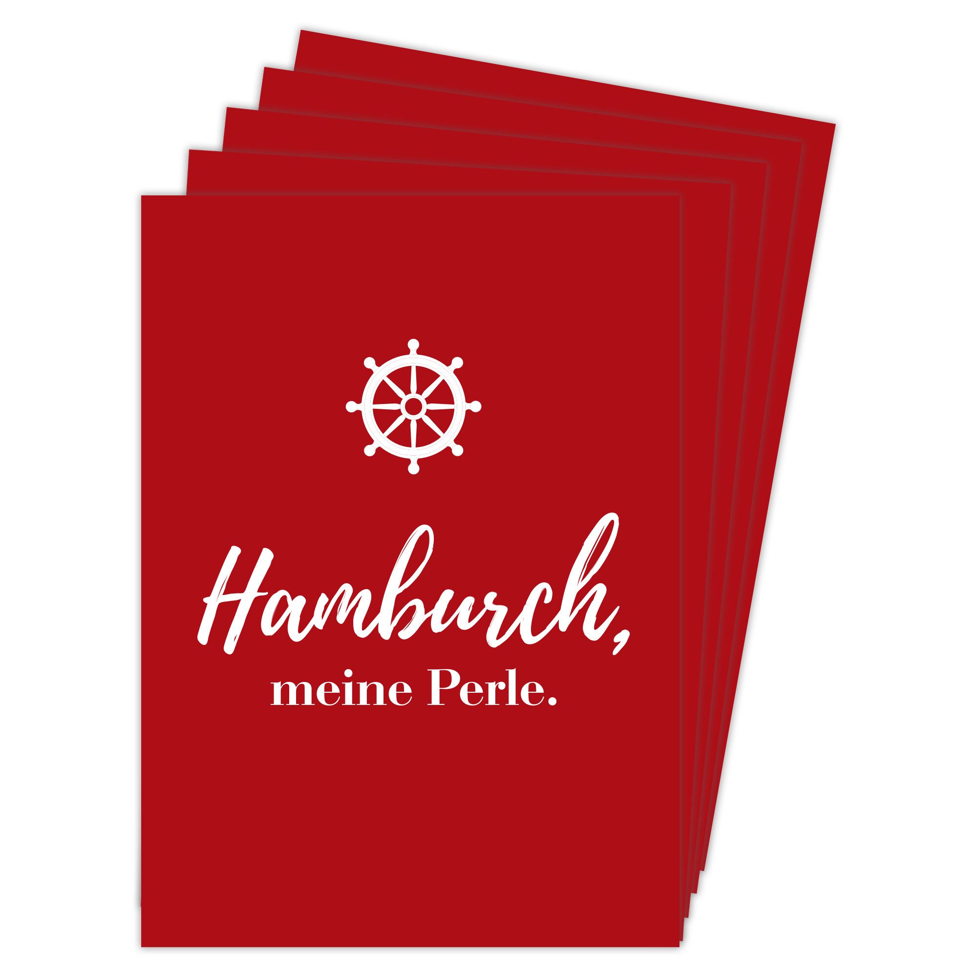 Deine Wörter Grußkarten Hamburch meine Perle Postkartenset, 5 Karten, DIN A6