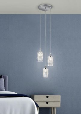 etc-shop LED Pendelleuchte, Leuchtmittel inklusive, Warmweiß, Hänge Leuchte Kristall Pendel Glas Chrom Decken Strahler Lampe im